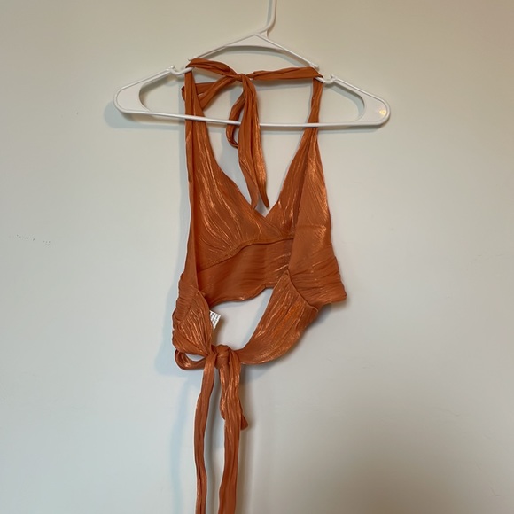 Orange tie back halter top - Picture 4 of 4